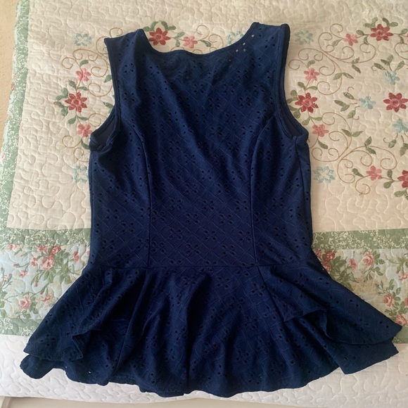 Navy Blue Peplum Top - Picture 2 of 3